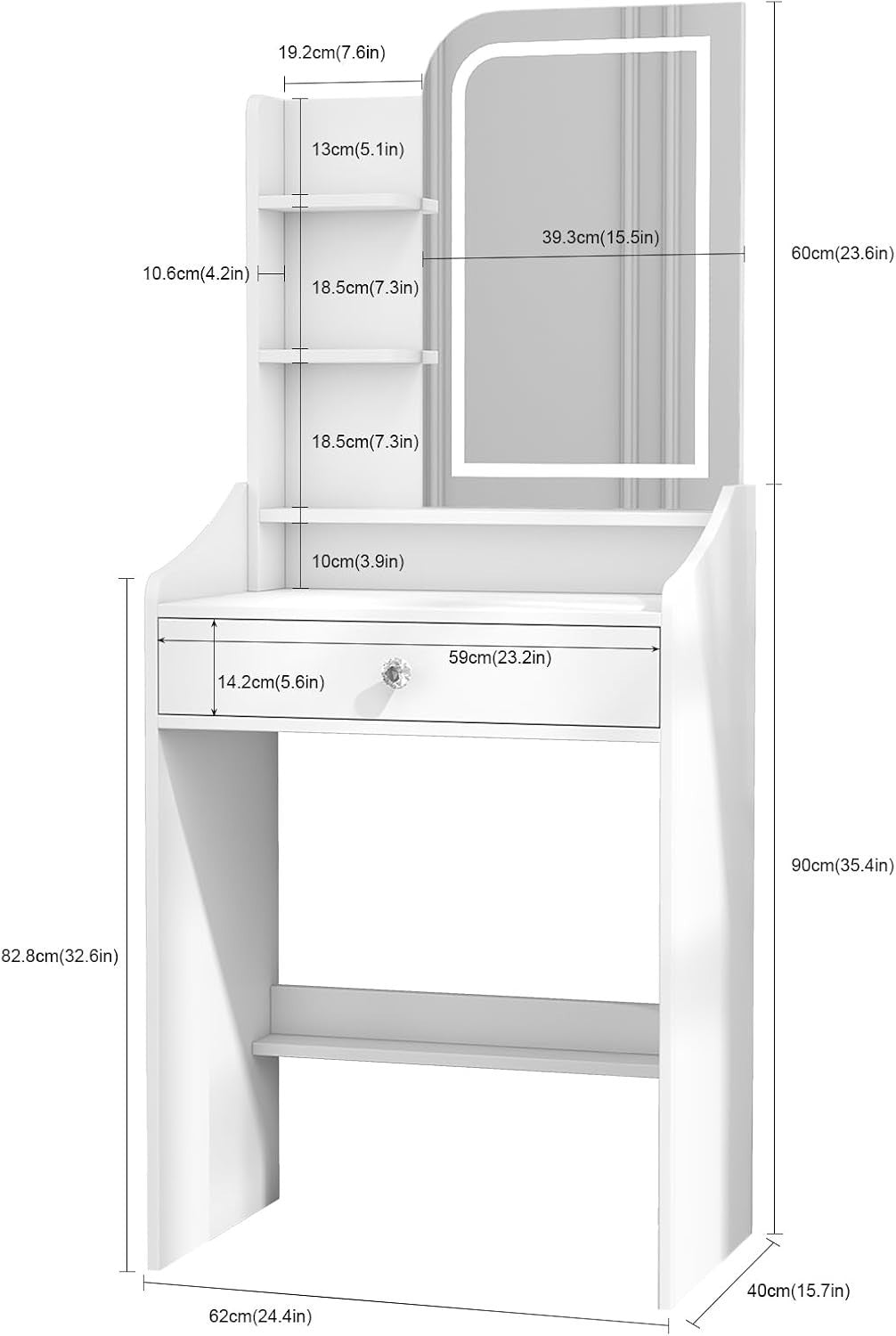 White Lacquer Furniture Cabinet Storage Unit Modern Bedroom Living Room 40cm Dee