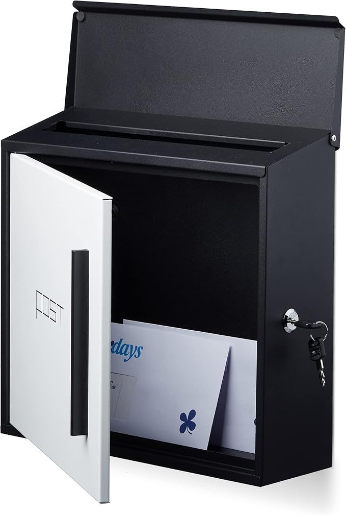 Wall Mounted Lockable Letterbox Steel DIN A4 Slot Weatherproof Modern Design