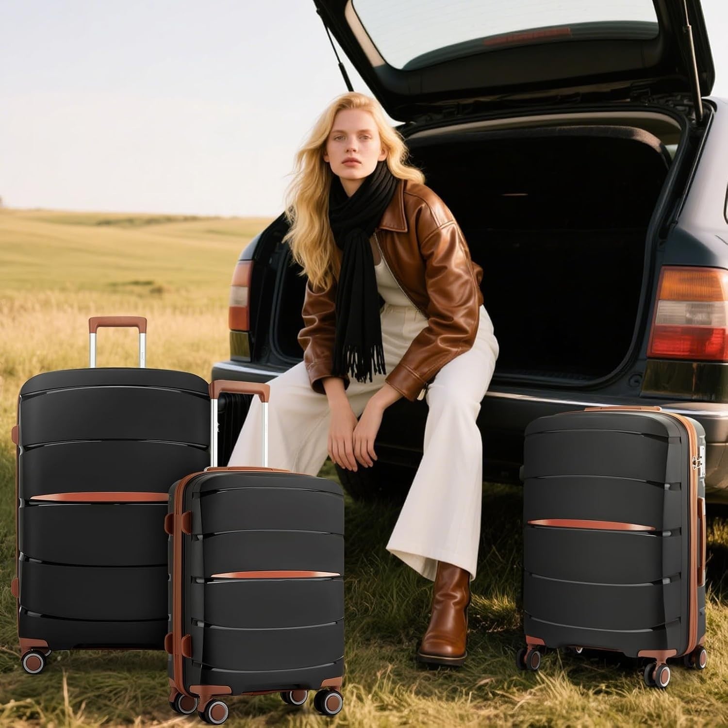 28” Extra Large Suitcase Lightweight PP Hard Shell Spinner Wheels TSA Lock