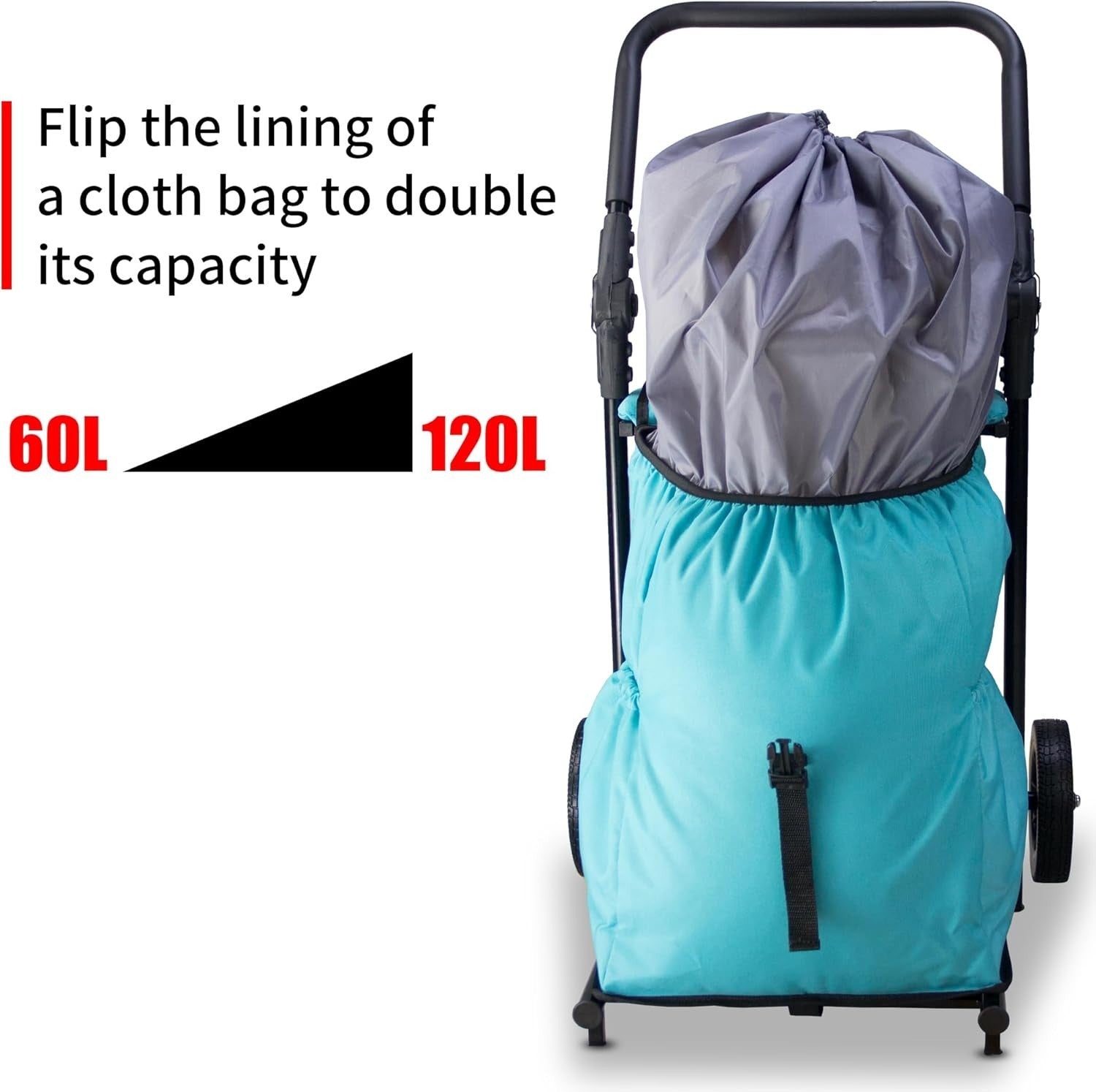 Heavy Duty Foldable Shopping Trolley Cart 110lbs Load 120L Bag Seat