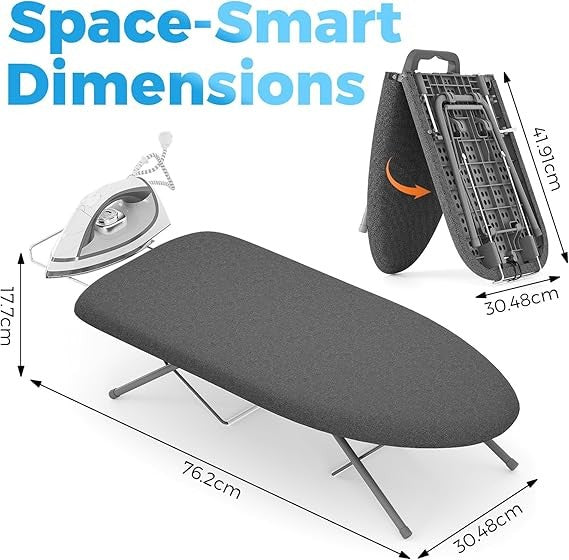 Foldable Tabletop Ironing Board with Iron Rest Non Slip Compact Portable
