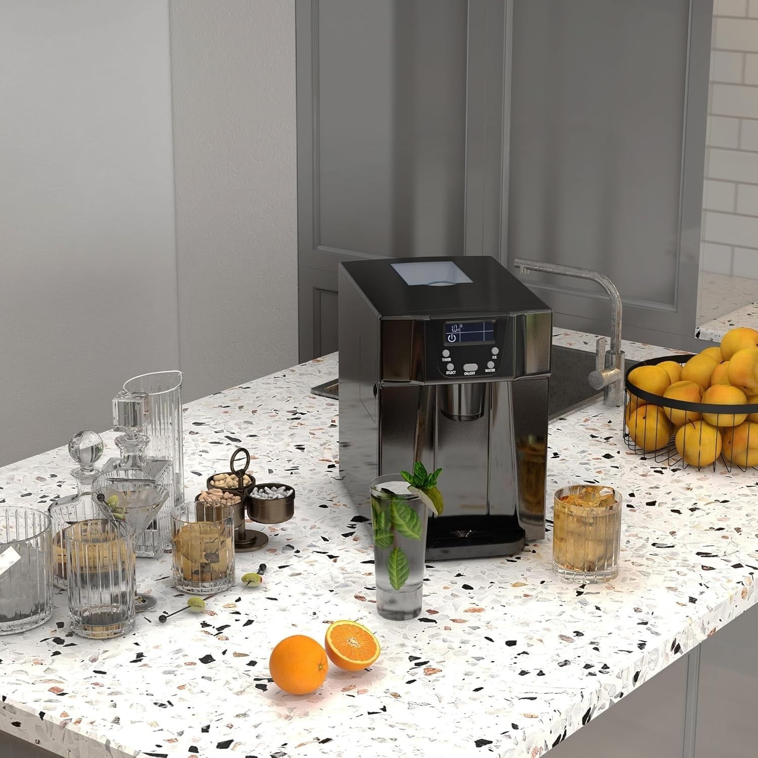 Ice Maker Machine Countertop 12kg 24H Water Dispenser Fast Ice 2 Sizes