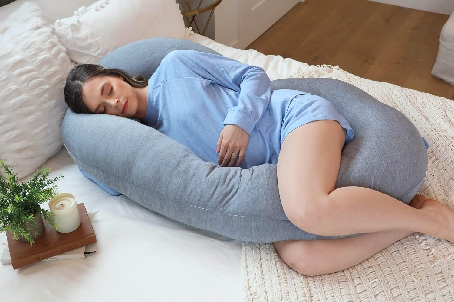 Cooling Pregnancy Pillow C Shape Full Body Maternity Support Sleeping Pillow