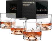 Mountain Peaks Whiskey Glasses Set of 4 – 250ml Freeze-Chill Crystal Tumblers
