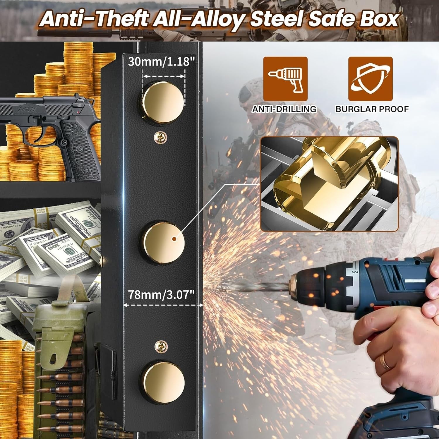 48L Digital Home Safe Box Fireproof Bag Cash Document Security