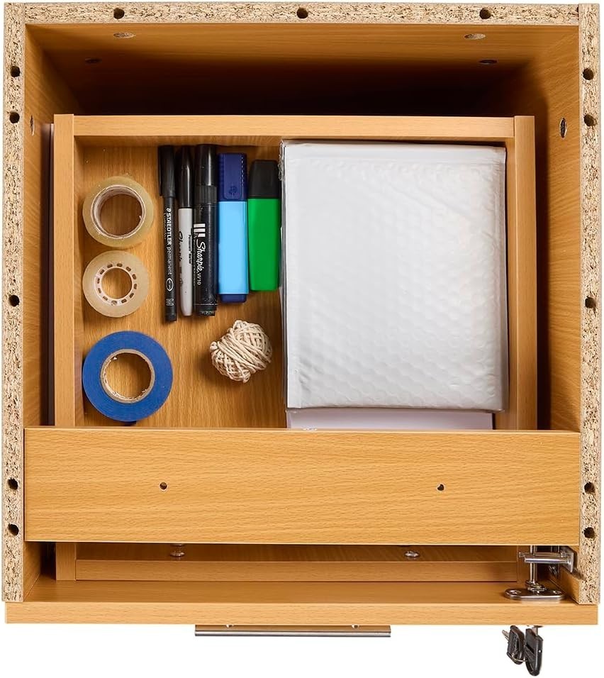 Beech Under Desk Filing Cabinet 3 Drawer Lockable Mobile 68cm