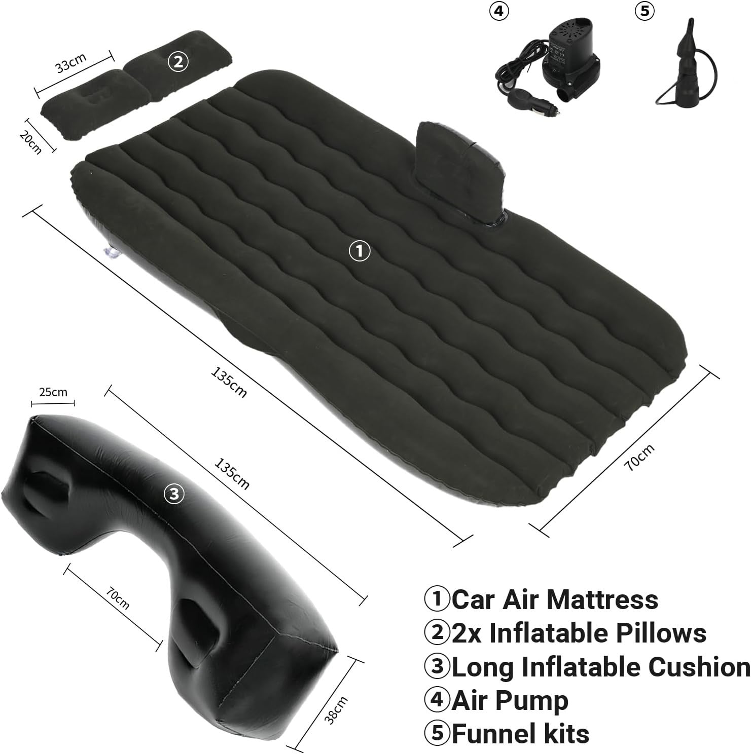 Inflatable Car Air Mattress – Portable Back Seat Bed with Pump & Pillow