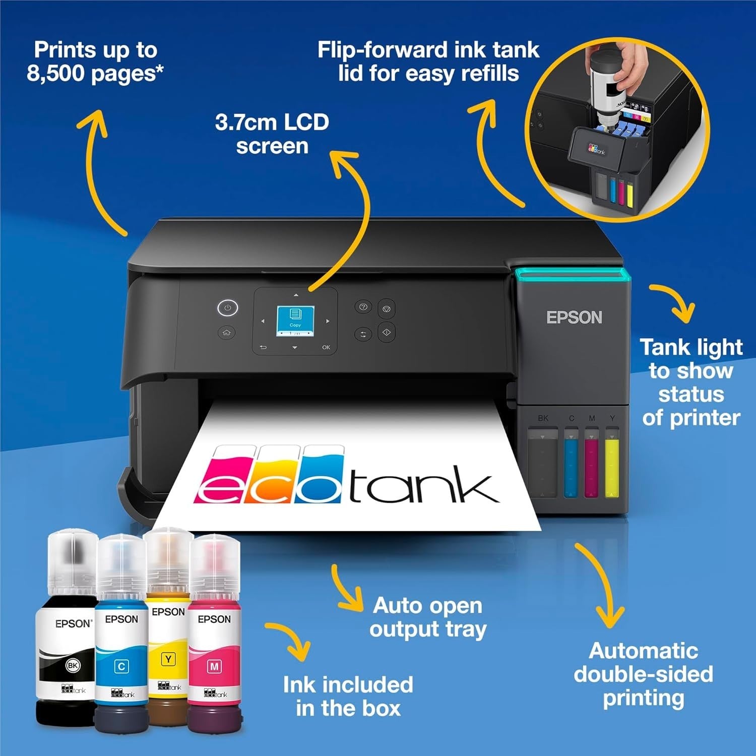 Black Wireless EcoTank ET-2950 Inkjet Printer A4 Duplex with 3yr Ink
