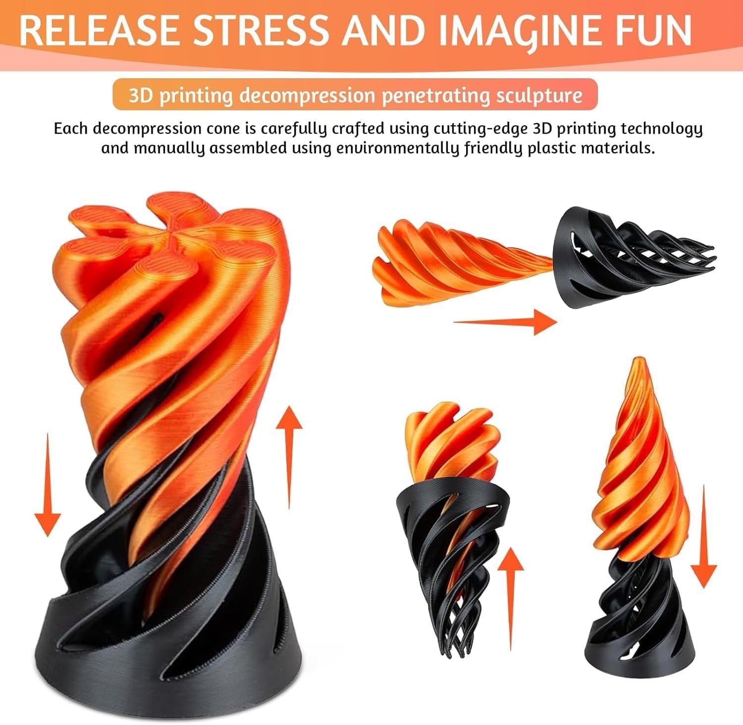 Impossible Pyramid Pass Through Fidget 3D Spiral Illusion Anxiety Toy