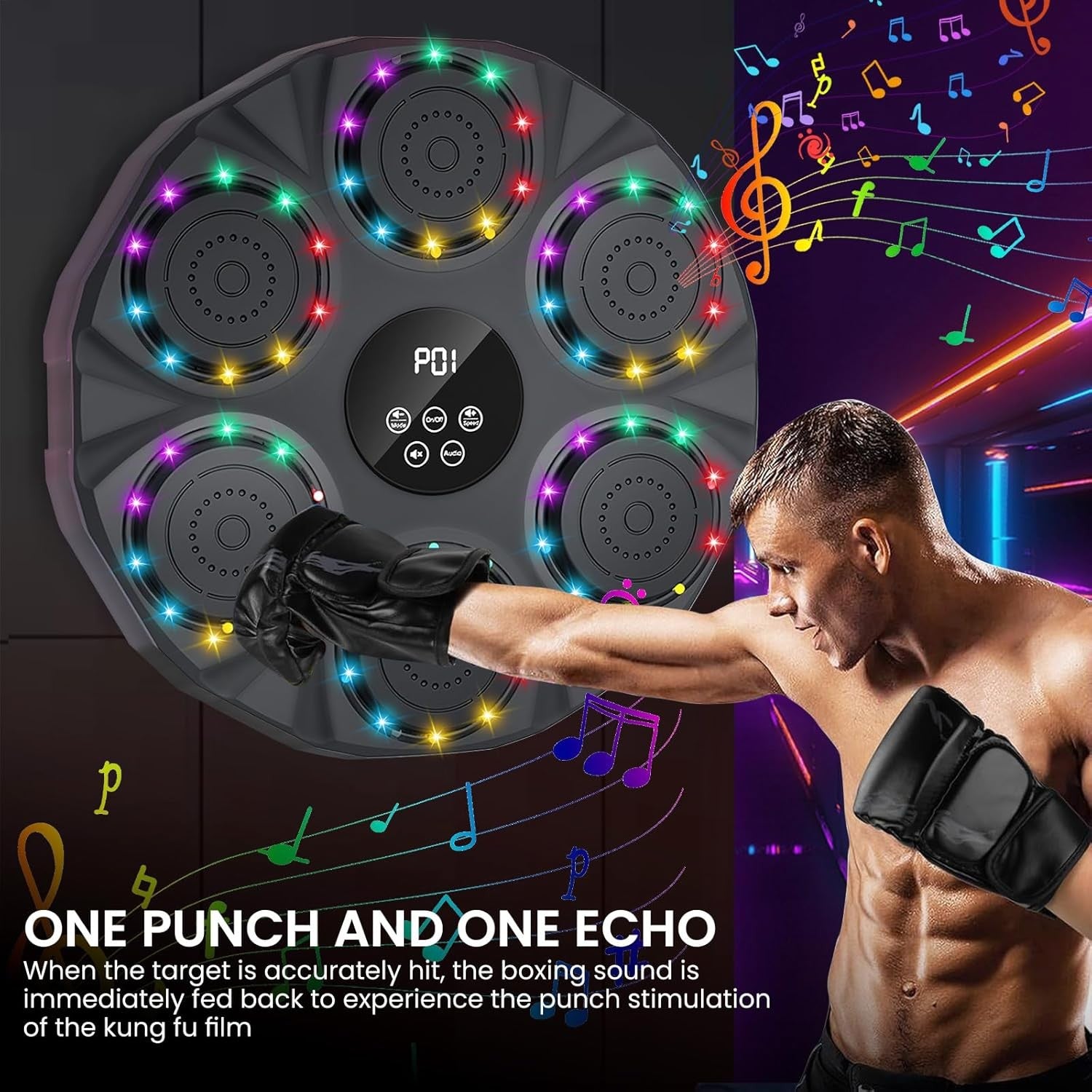 Music Boxing Machine Bluetooth LED Wall Mount Punch Trainer Fitness