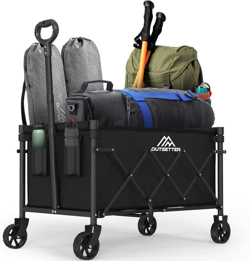 75L Folding Festival Trolley Cart with Adjustable Handle & 4 Wheels