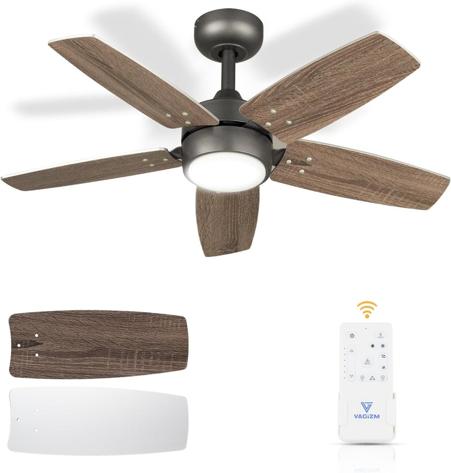 36" Ceiling Fan Light, 6 Speeds, Reversible, Dimmable, Remote, Quiet
