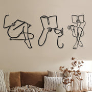 3Pcs Metal Wall Art Abstract Woman Line Drawing Decor Set
