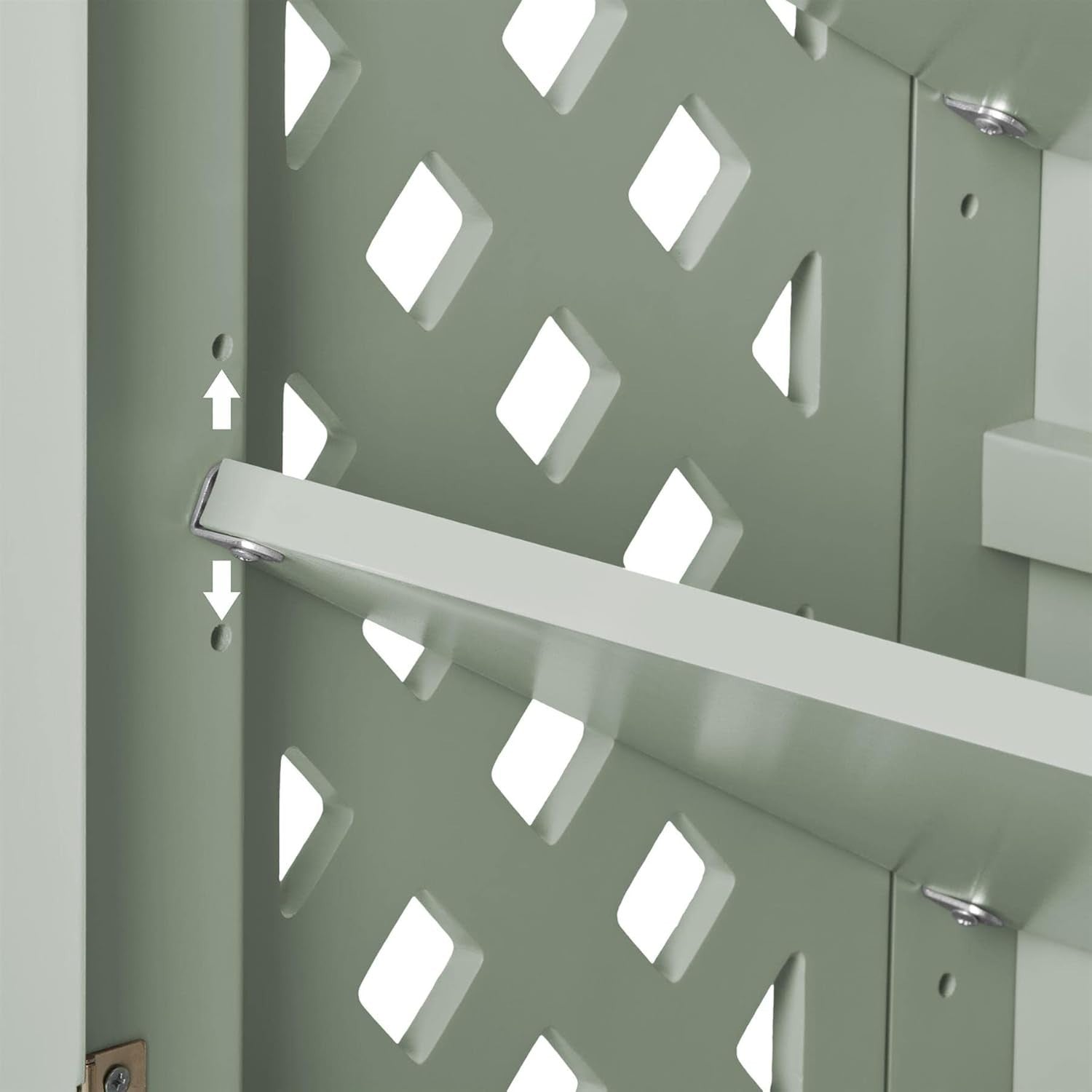Sage Green Wooden Shoe Cabinet with Adjustable Shelves & Airflow Doors