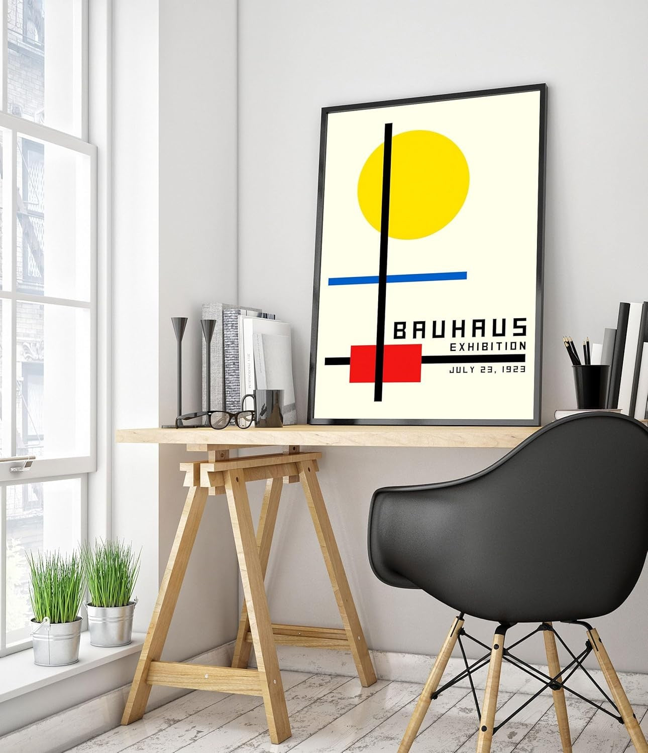 Bauhaus Abstract Poster Yellow Red Blue A5 21x14.8cm