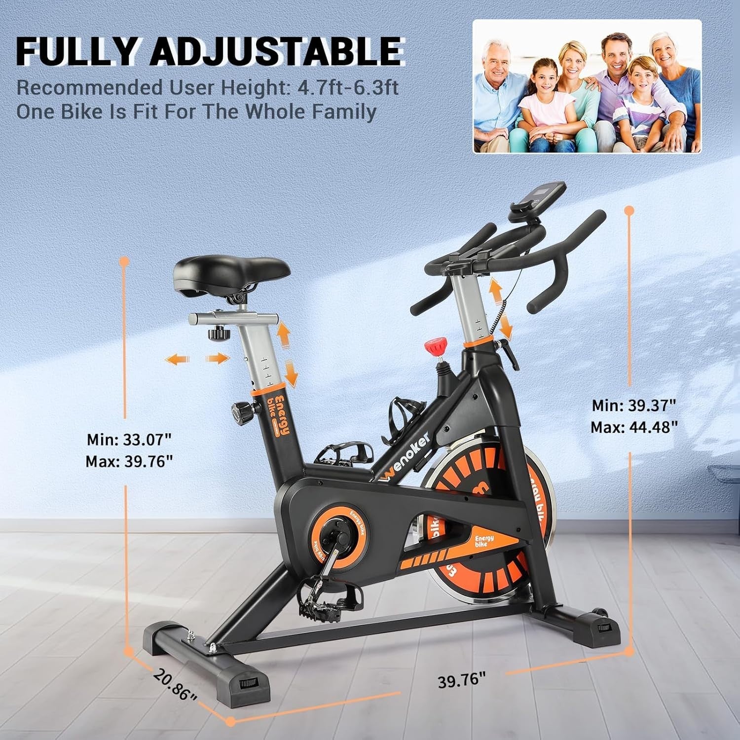 Silent Belt-Drive Indoor Spin Bike w/ Heavy Flywheel, LCD Display & APP Support