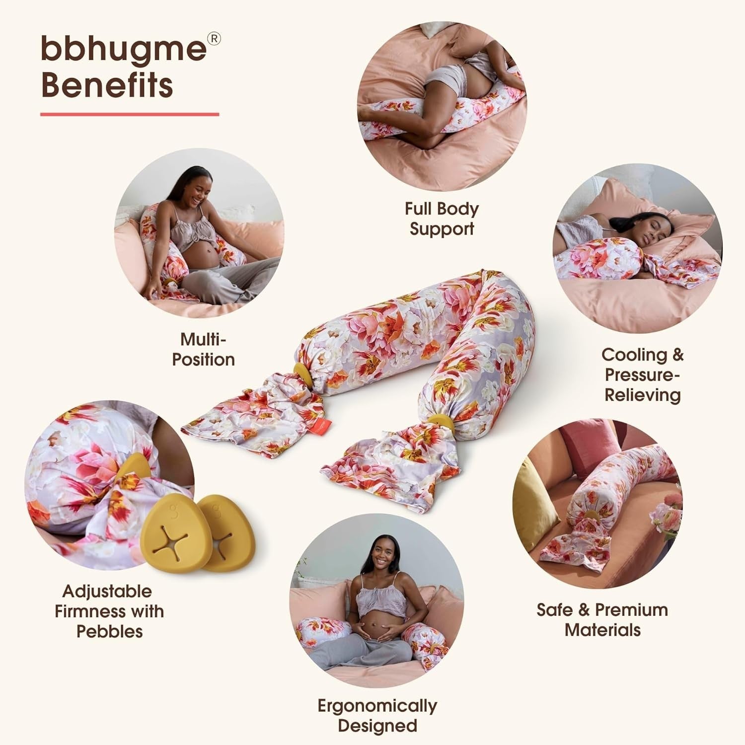 Full Body Pregnancy Pillow Adjustable U Shape Maternity Back Hip Support