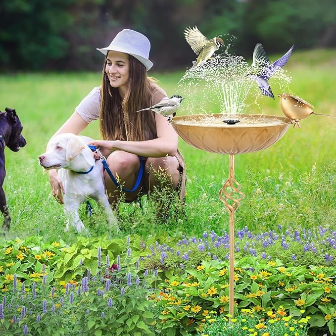 Metal Bird Bath Feeder Bowl – 5 Prong Stand Outdoor Garden Water Feature