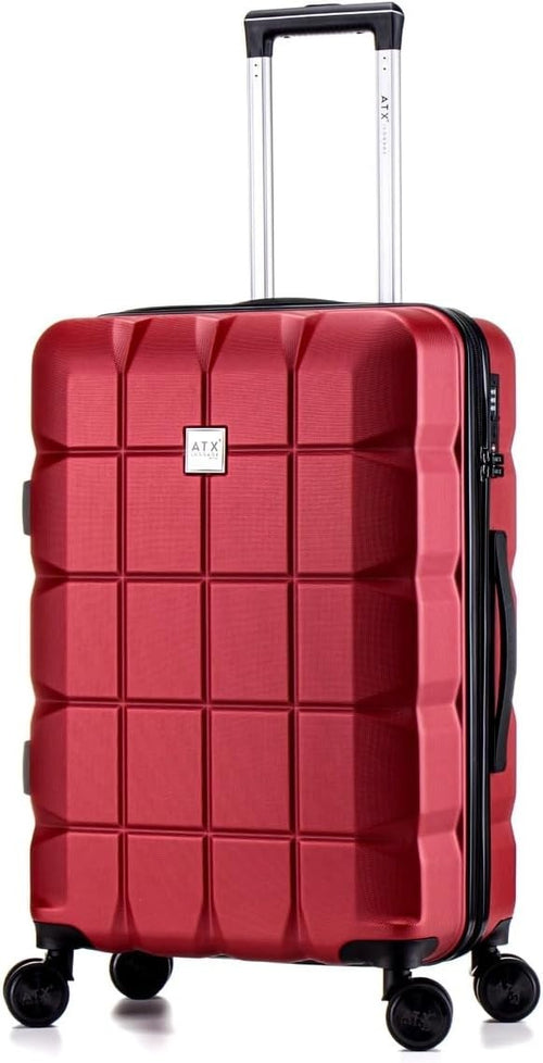 Medium ABS Hard Shell Check In Suitcase 4 Dual Spinner Wheels TSA 65L Red