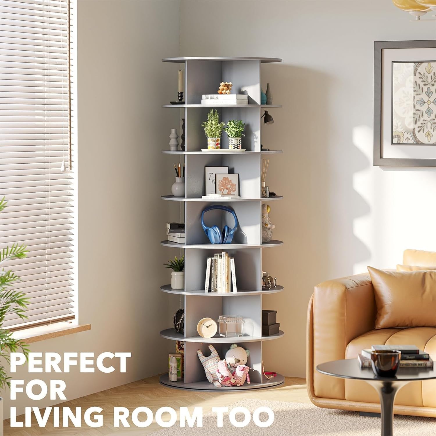 7-Tier Rotating Shoe Rack Tower, Space-Saving Vertical Spinner 160cm High
