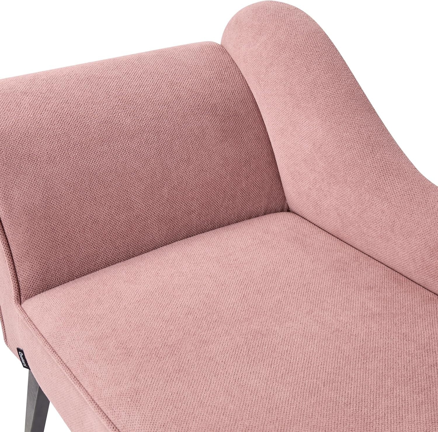 Vintage Left Hand Chaise Lounge Pink Fabric Upholstered Retro Glam Seating