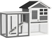 Outdoor Wooden Rabbit Hutch 2 Tier Run 124x63x93cm