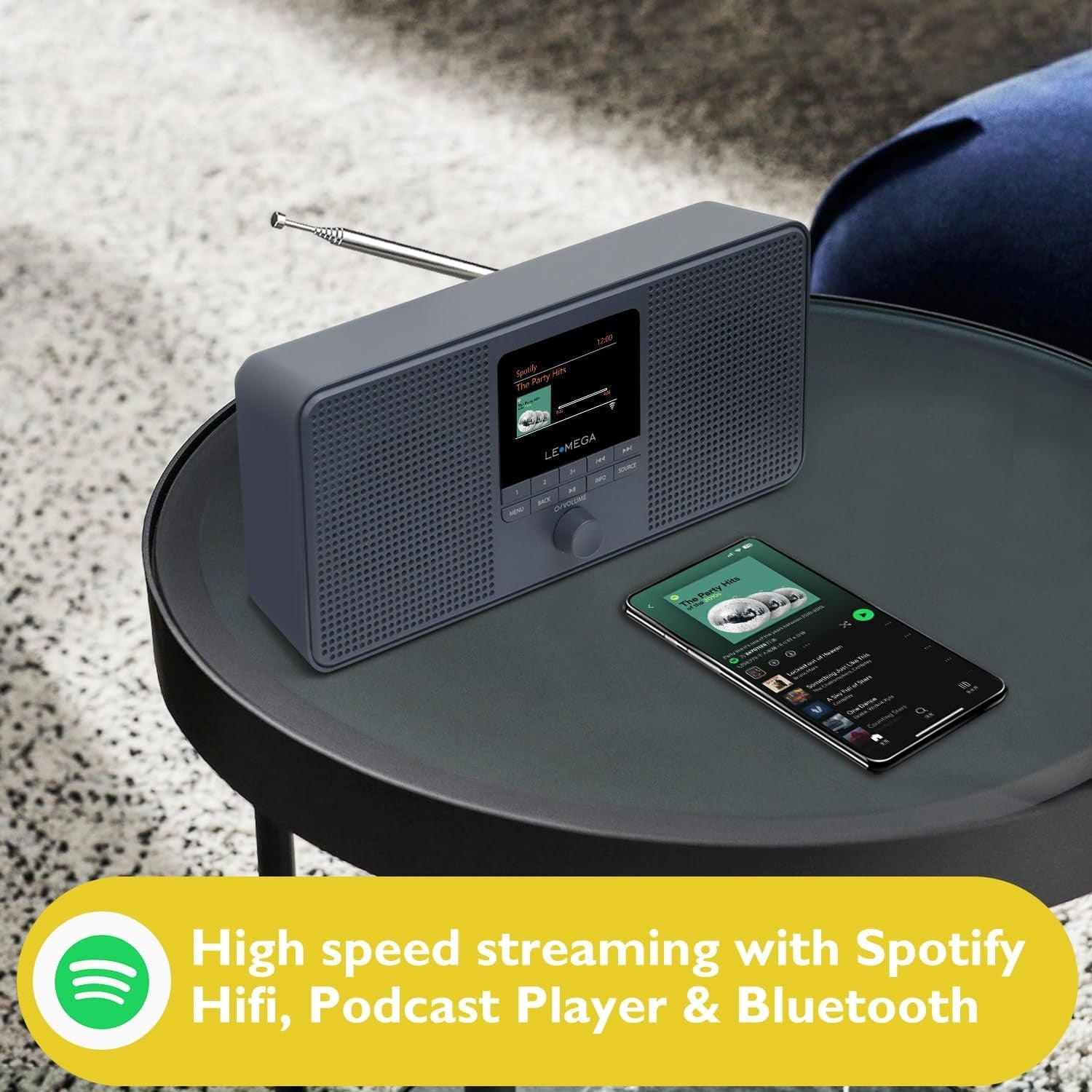 Internet Radio DAB+ FM WiFi Bluetooth Speaker Spotify Dual Alarm Portable