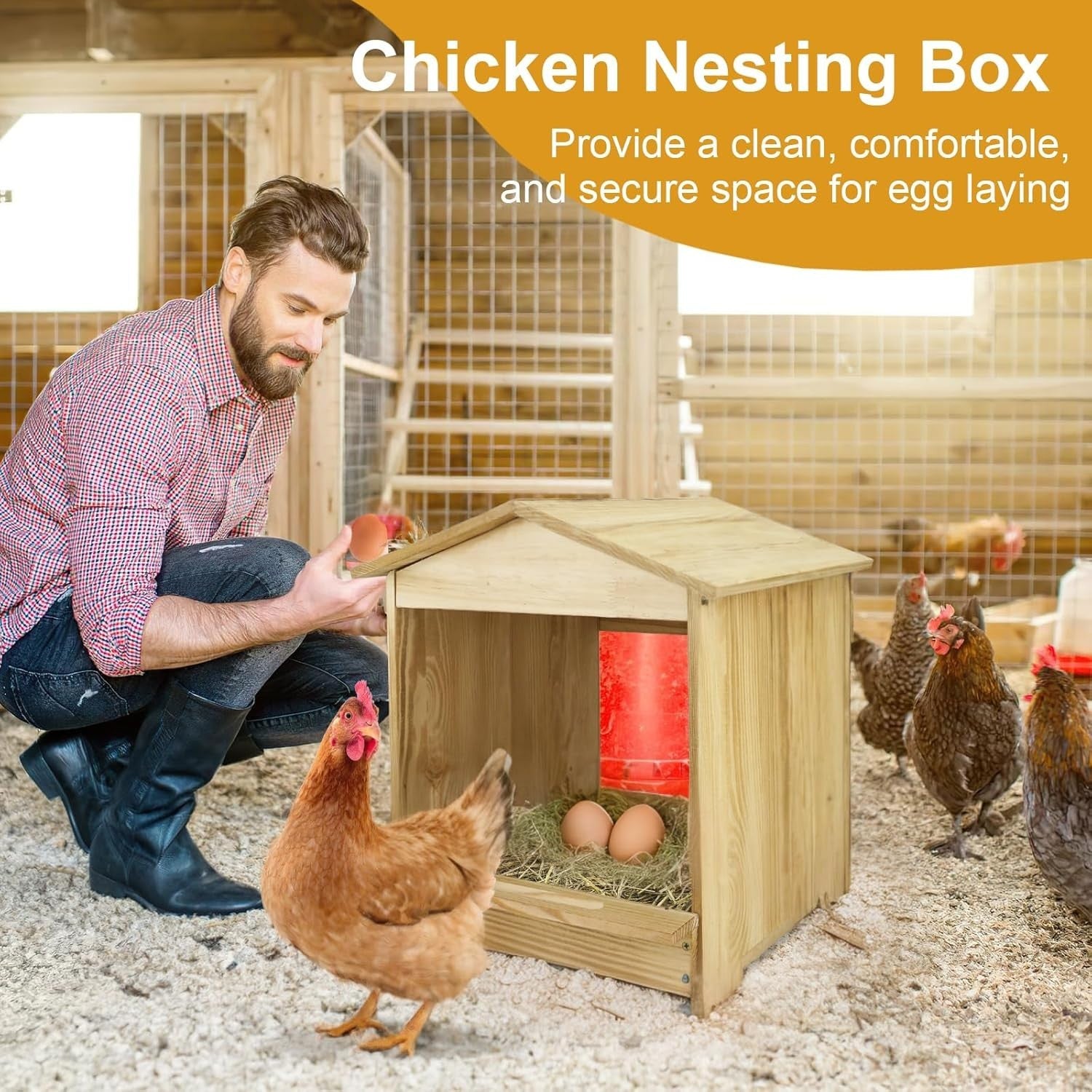 3 Compartment Wooden Chicken Nesting Box Wall Mount