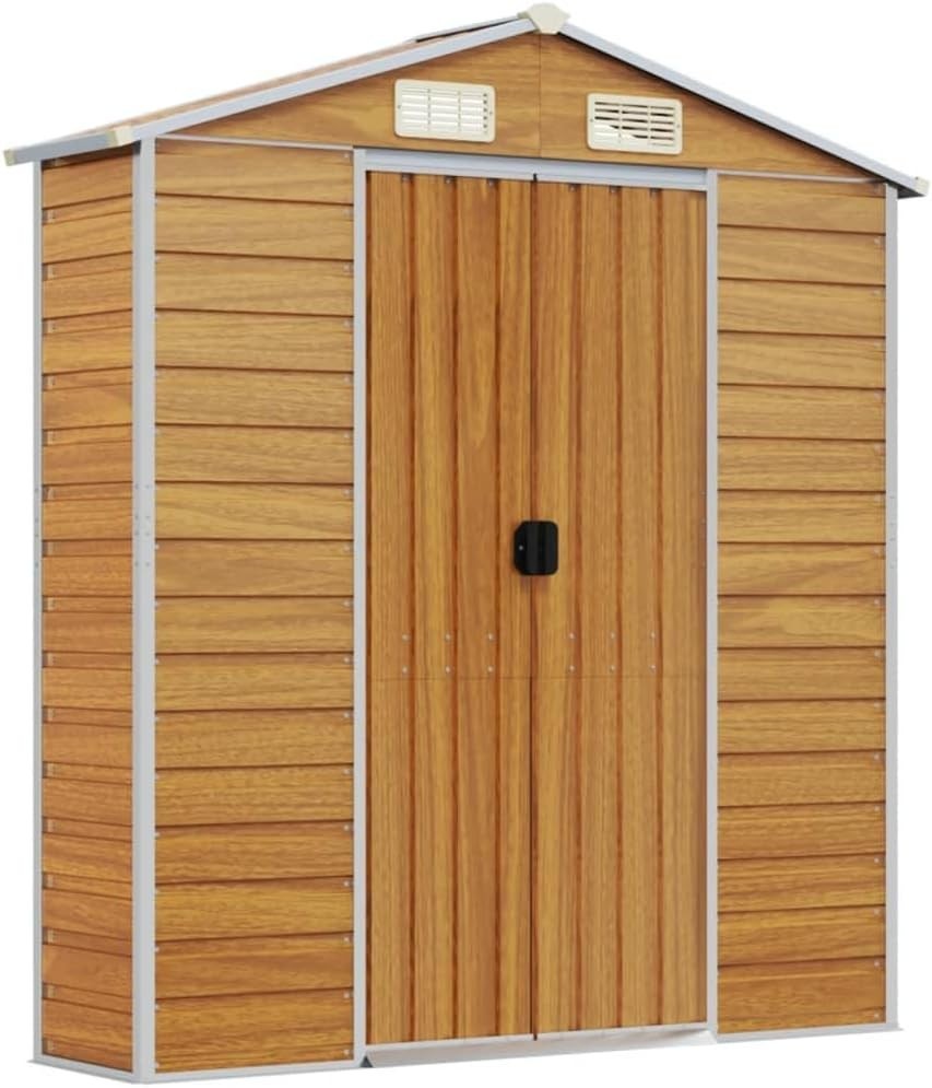 6.5x4.3FT Metal Garden Shed Outdoor Storage with Sloped Roof & 4 Air Vents