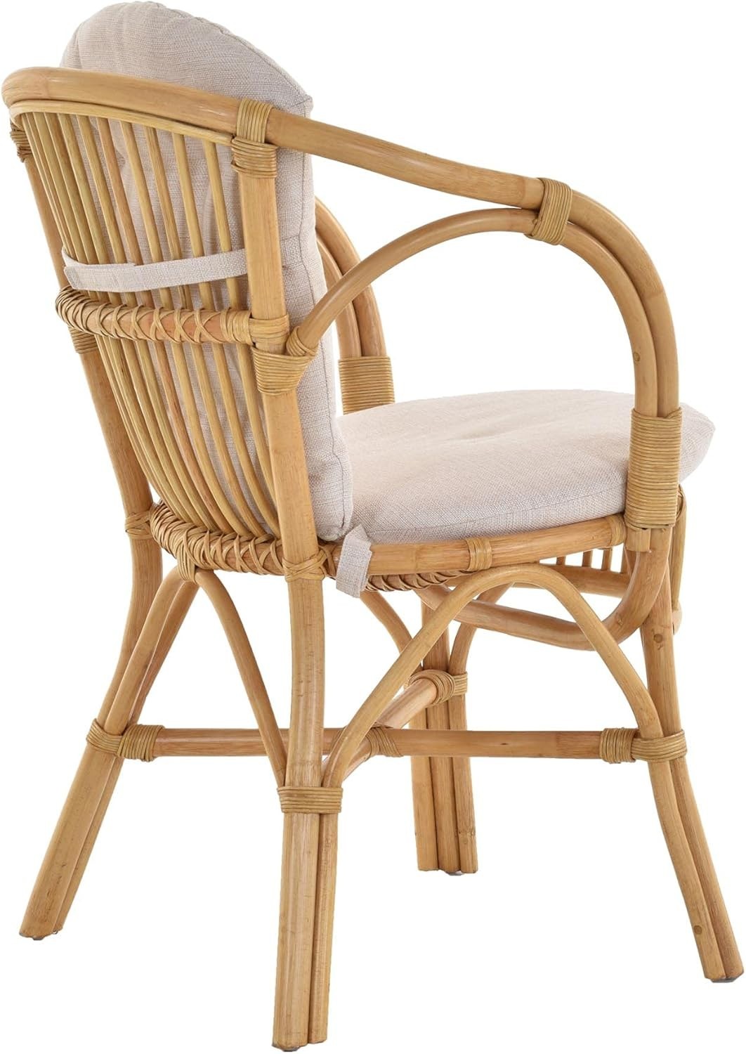 Natural Rattan Armchair With Cushion Honey Finish Indoor Wicker Lounge Chair