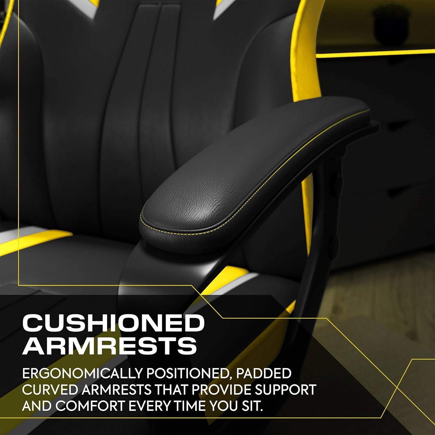 Ergonomic Gaming Chair High Back Wide Seat Yellow