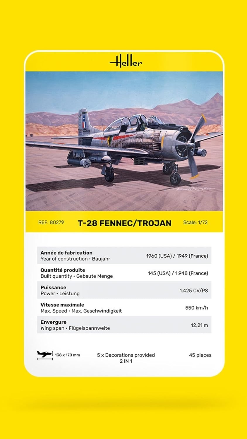 1:72 T-28 Fennec Trojan Model Kit – North American Trainer Aircraft Replica