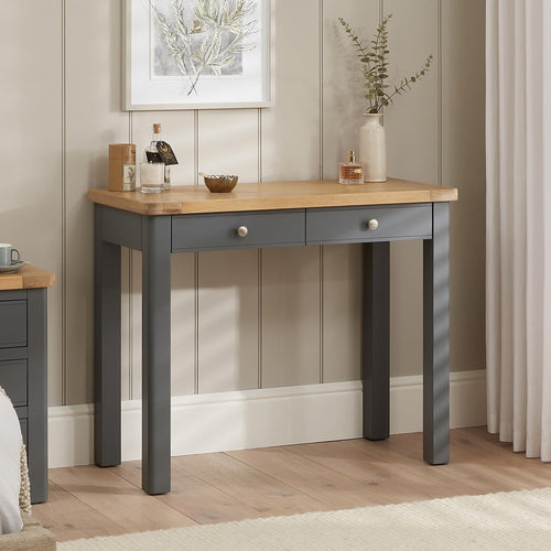 eBay Title Grey Oak 2 Drawer Dressing Table Desk Country Wood 45D x 96W x 78H
