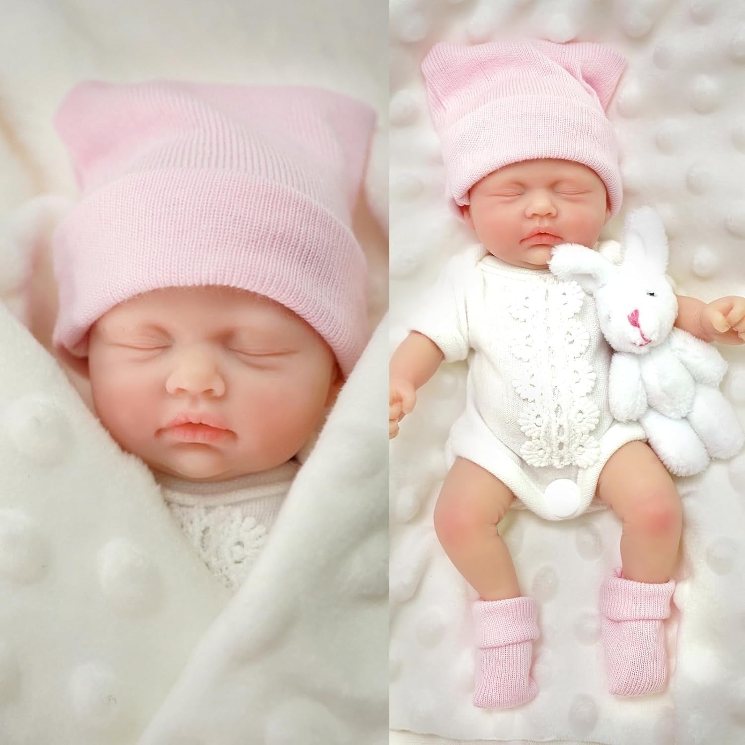 7 Inch Mini Reborn Baby Doll Full Silicone Realistic Newborn w/ Feeding Set