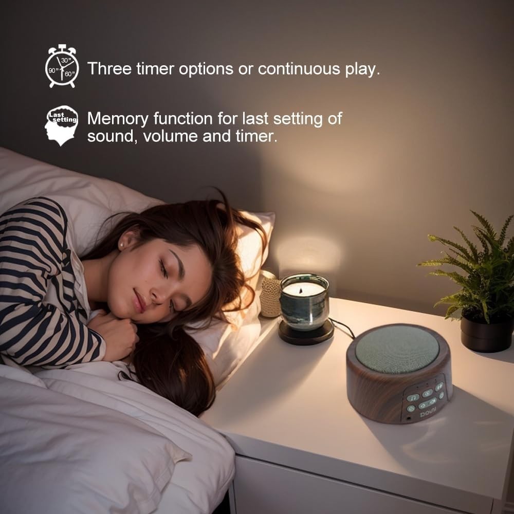 White Noise Machine Night Light 20 Sleep Sounds Timer Memory Portable