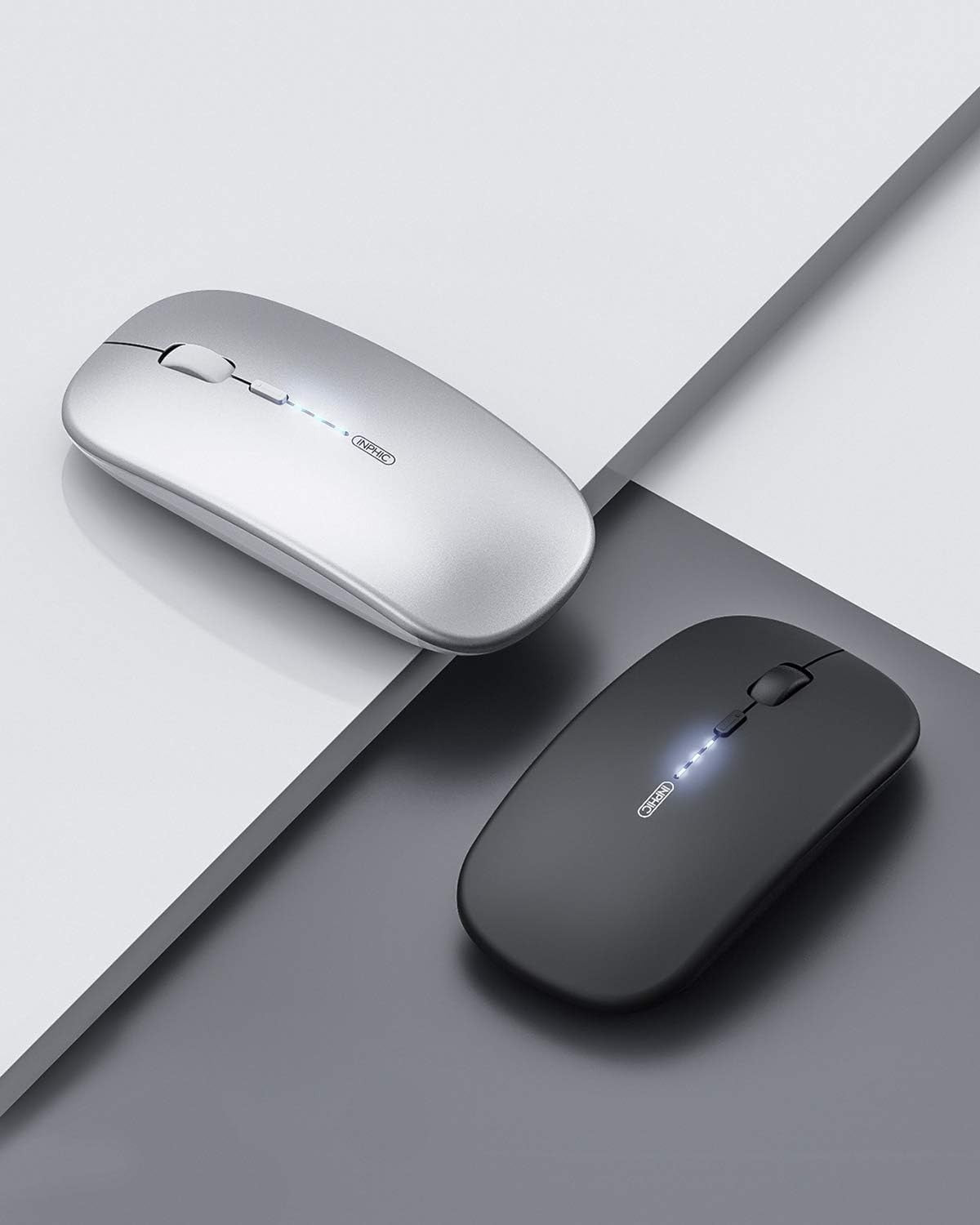 Slim Rechargeable Wireless Mouse Silent Click 2.4G USB Portable Laptop PC