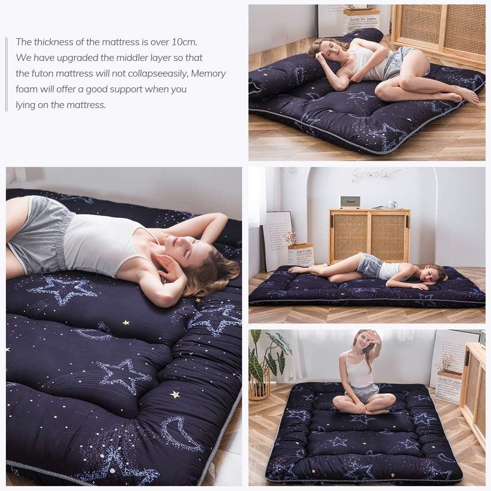 Premium Japanese Floor Futon Mattress - Memory Foam, Portable, Kids & Camping