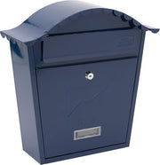 Wall Mounted Lockable Steel Post Box Midnight Blue Weatherproof 36x37x13cm