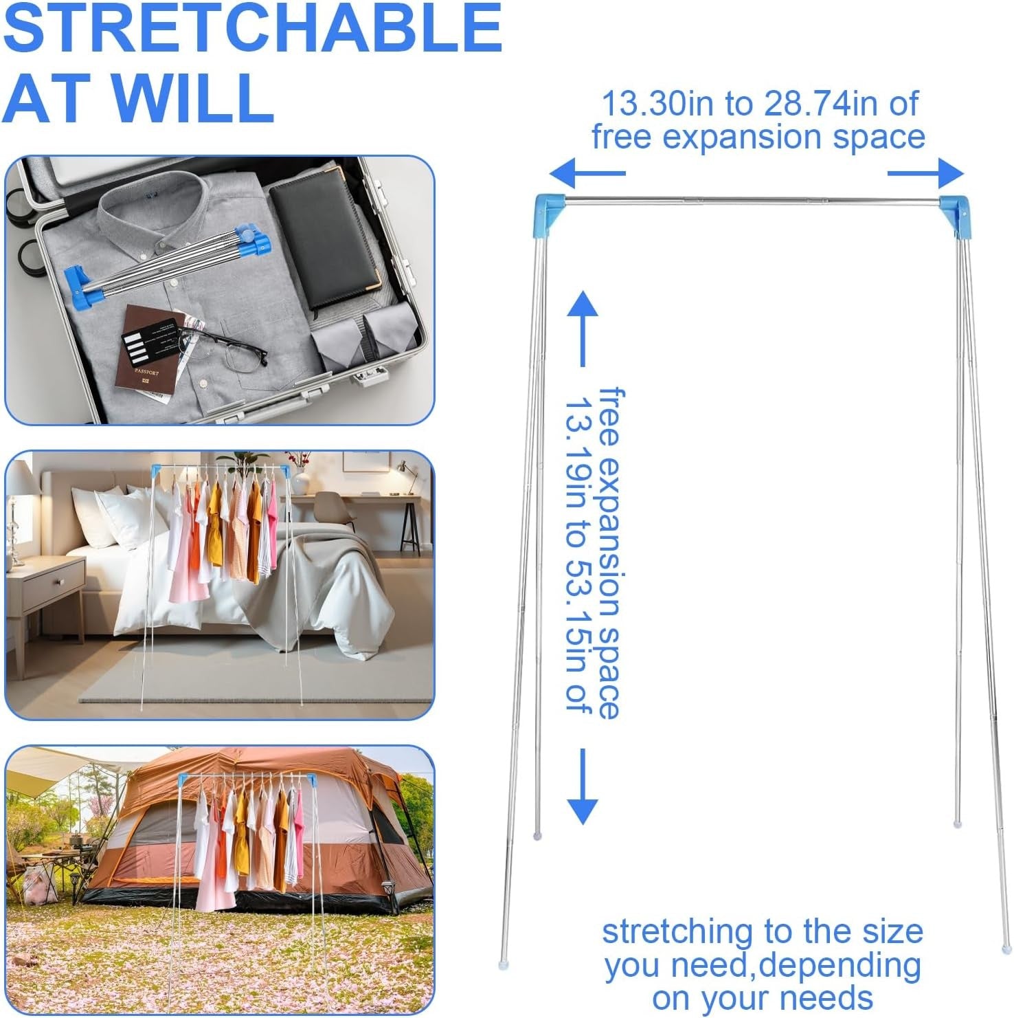 Portable Clothes Drying Rack Folding Travel Laundry Rail Compact Lightweight