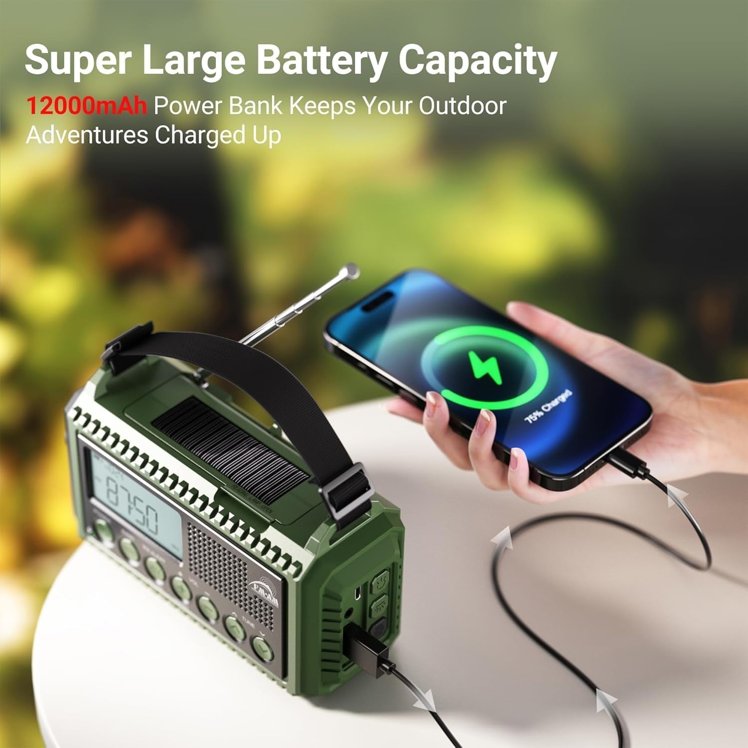 Portable Wind Up Solar Emergency Radio USB Charger AM/FM/SW Torch