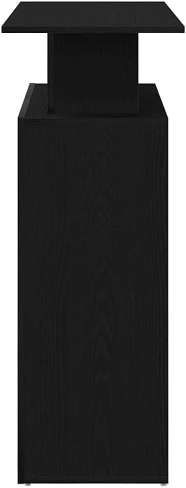 Black Reception Desk 100x40x104cm Modern Office Counter with Shelf Storage