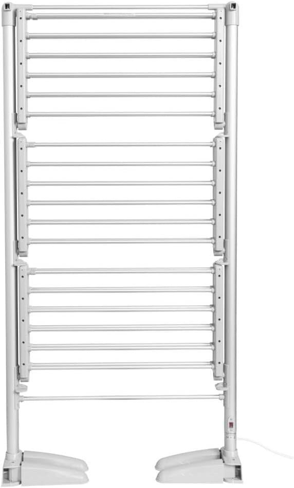 4 Tier Heated Clothes Airer 300W Folding Indoor Drying Rack with Cover