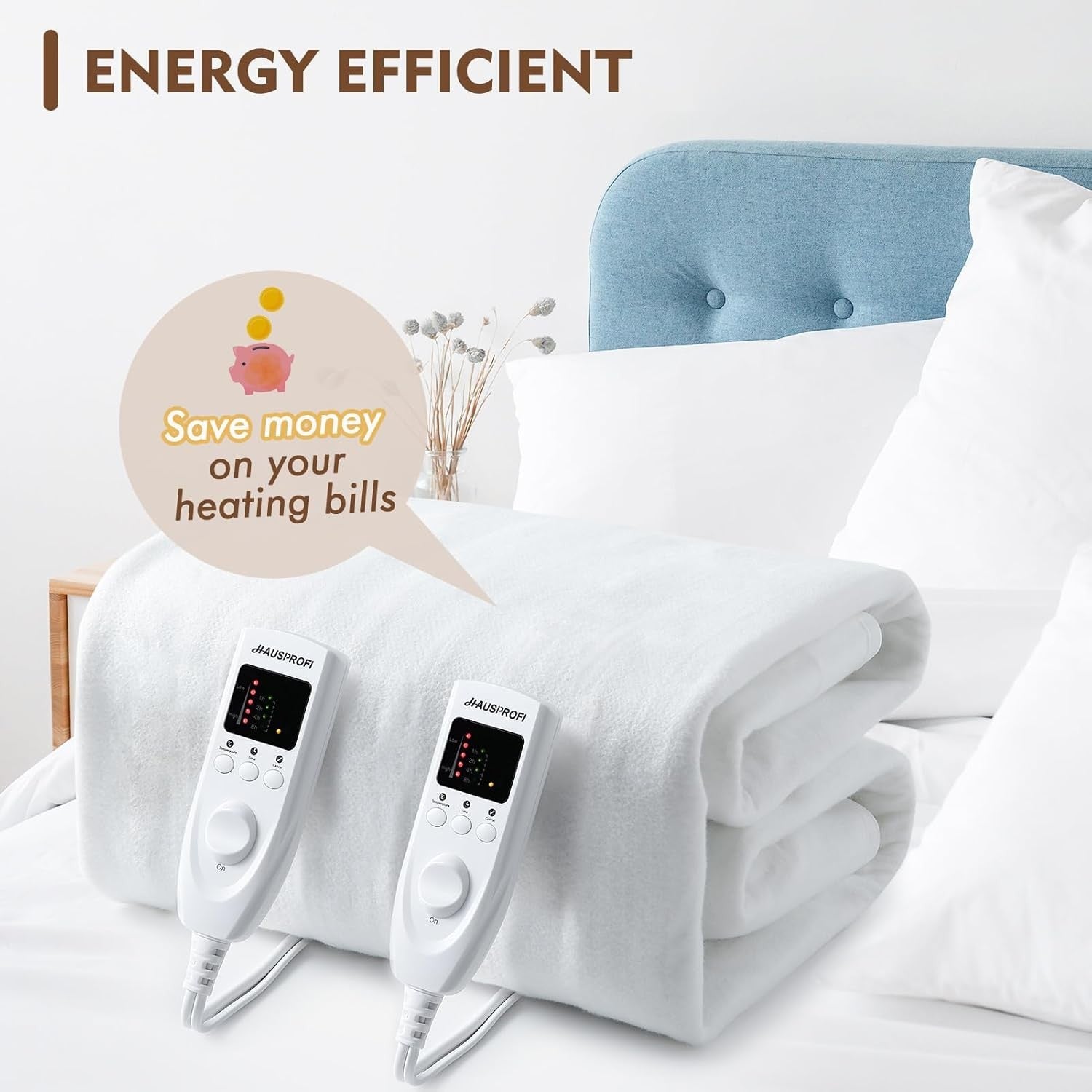 Electric Heated Underblanket King Size Dual Control Fast Heat Timer Washable