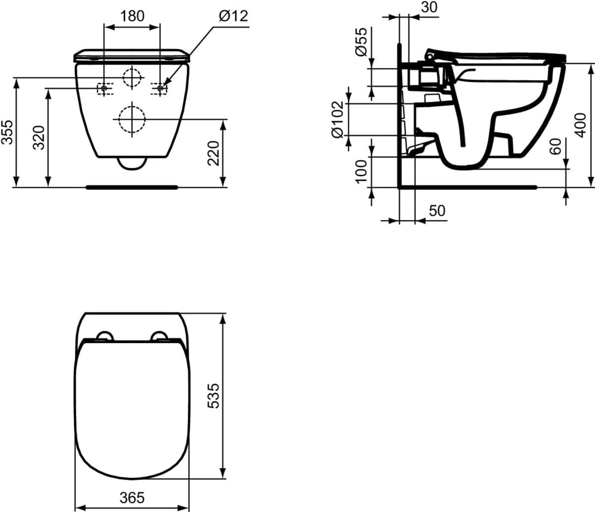 Slim Toilet Seat White Tesi Sandwich Soft-Close Wall-Hung Compatible