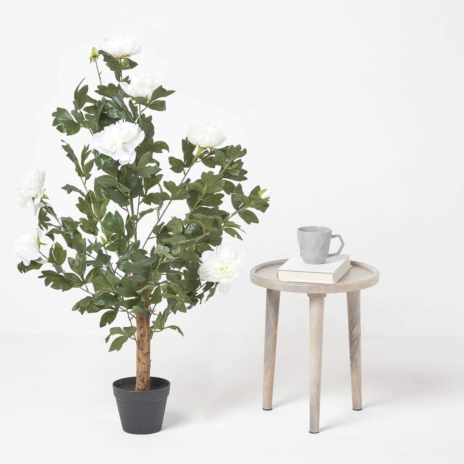 Artificial Cream Peony Tree 100cm Tall Faux Potted Plant Home Indoor Decoration