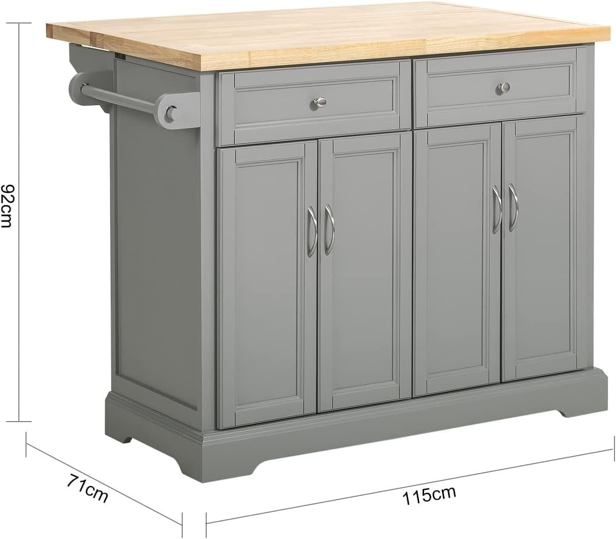 Mobile Kitchen Island Cart with Expandable Worktop, Storage Drawers & Shelves