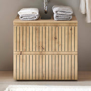 Natural Oak Under Sink Cabinet – 2 Drawer Bathroom Vanity Storage Unit