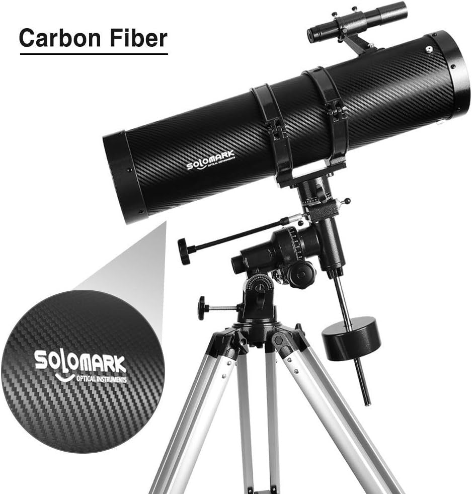 130mm Reflector Telescope for Adults, Equatorial Mount, Tripod & Phone Adapter
