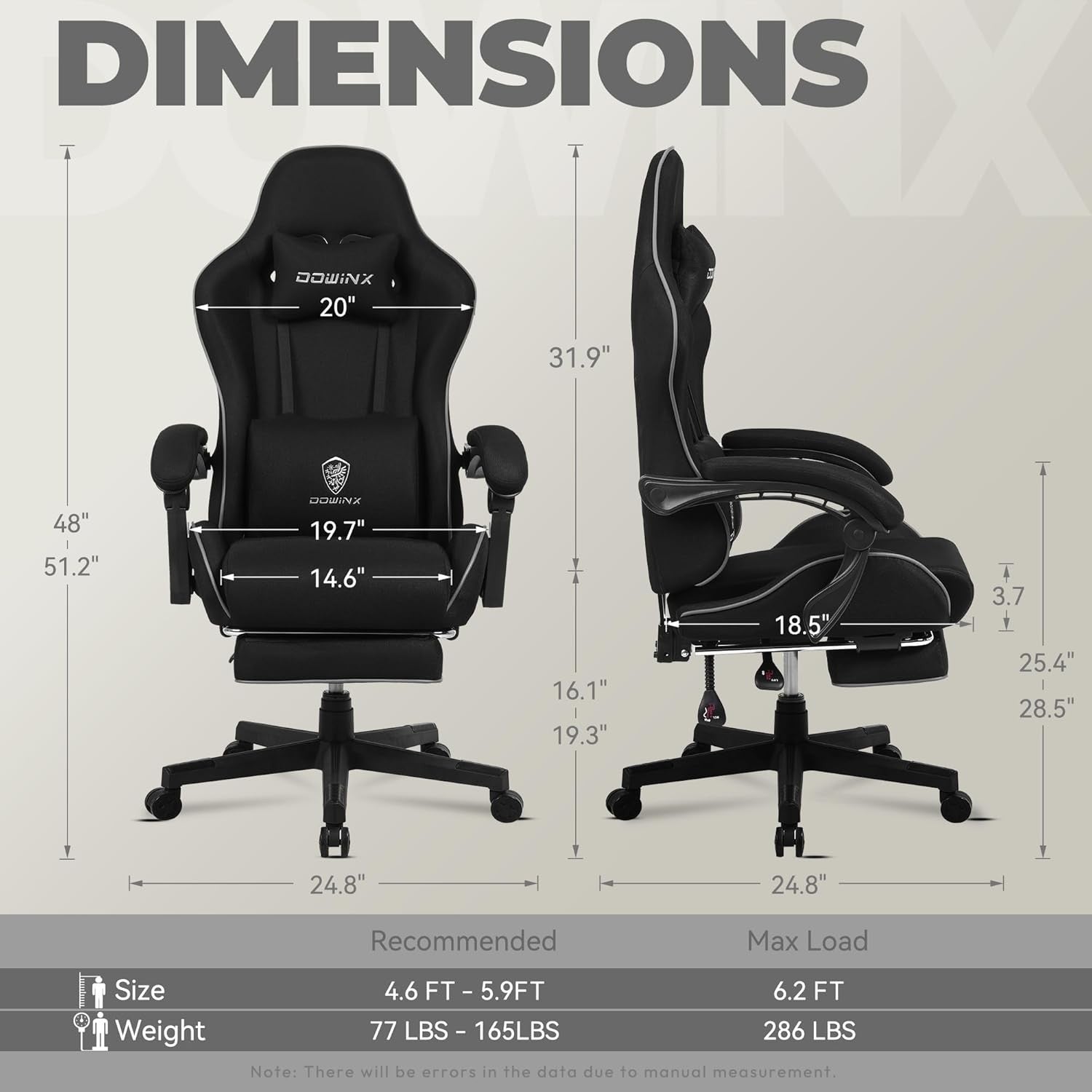 Ergonomic Gaming Chair with Footrest Massage Lumbar 150kg Black