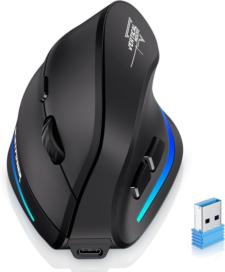 Vertical Ergonomic Wireless Mouse Rechargeable 4800 DPI 6 Button
